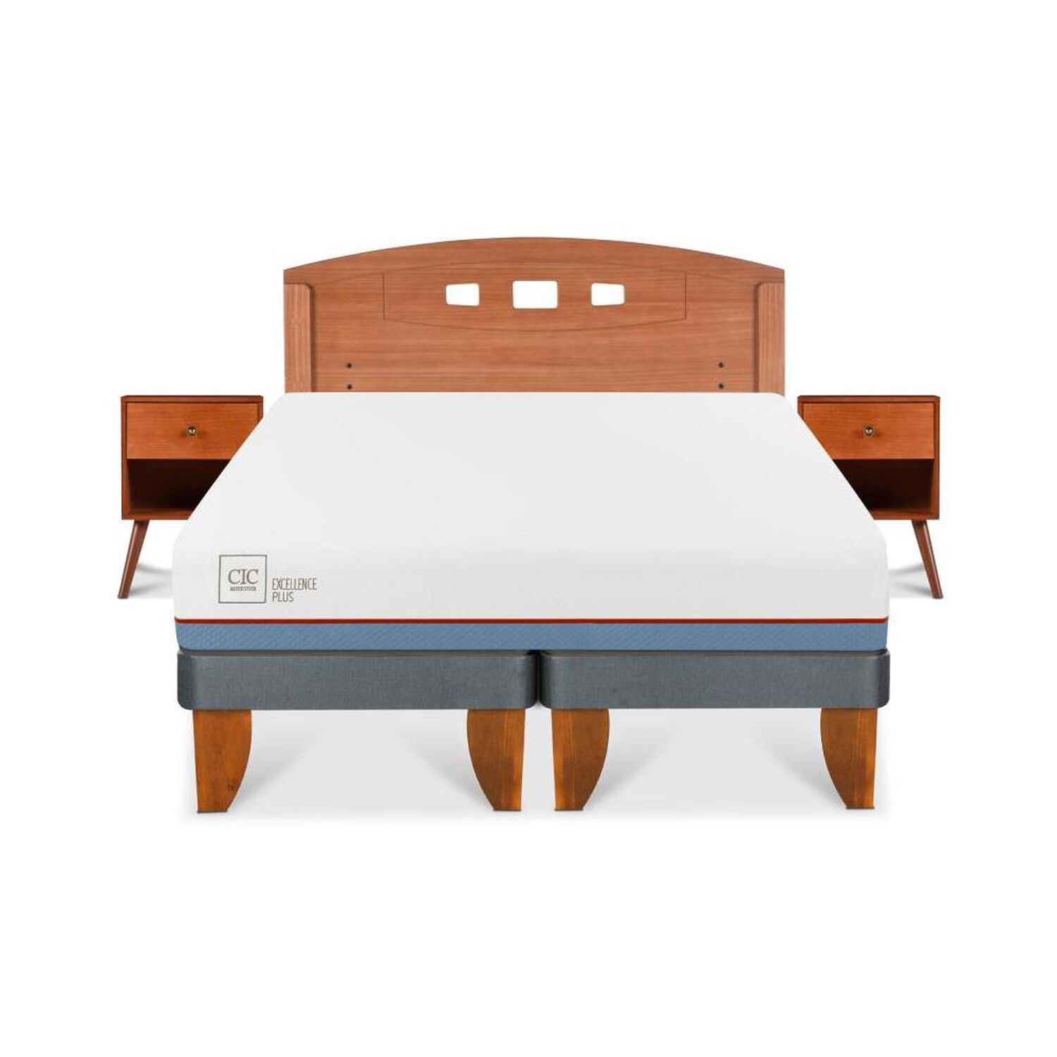 Cama Europea Cic Excellence Plus / 2 Plazas / Base Dividida + Set De Maderas image number 0.0