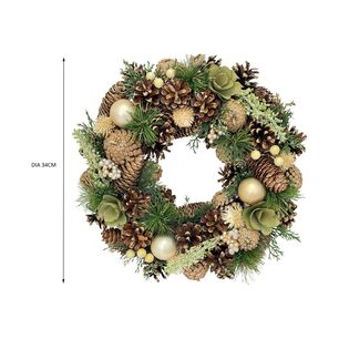 Corona Navide&ntilde;a Casaideal Pinecone Gold / 34 Cm