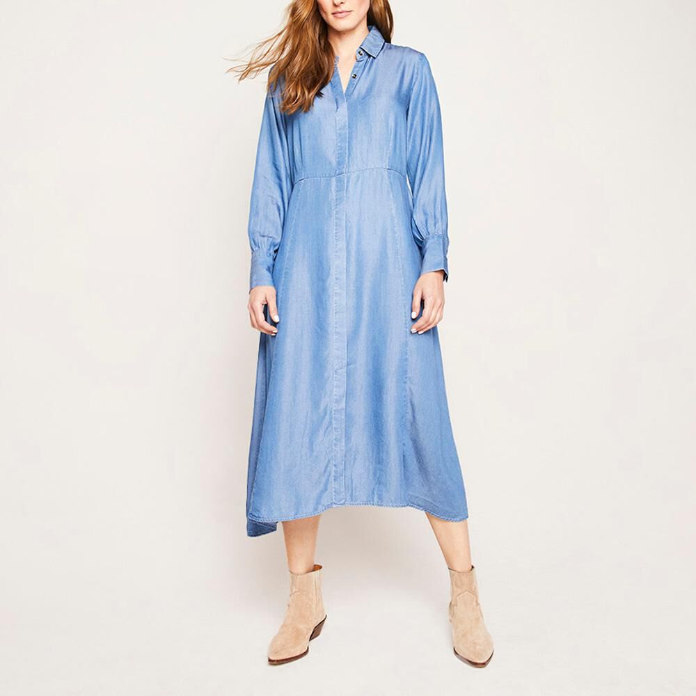 ▷ Vestido Largo Jeans Corte Cintura Manga Larga Mujer Kimera - Vestidos y  Enteritos Mujer en 【Hites】