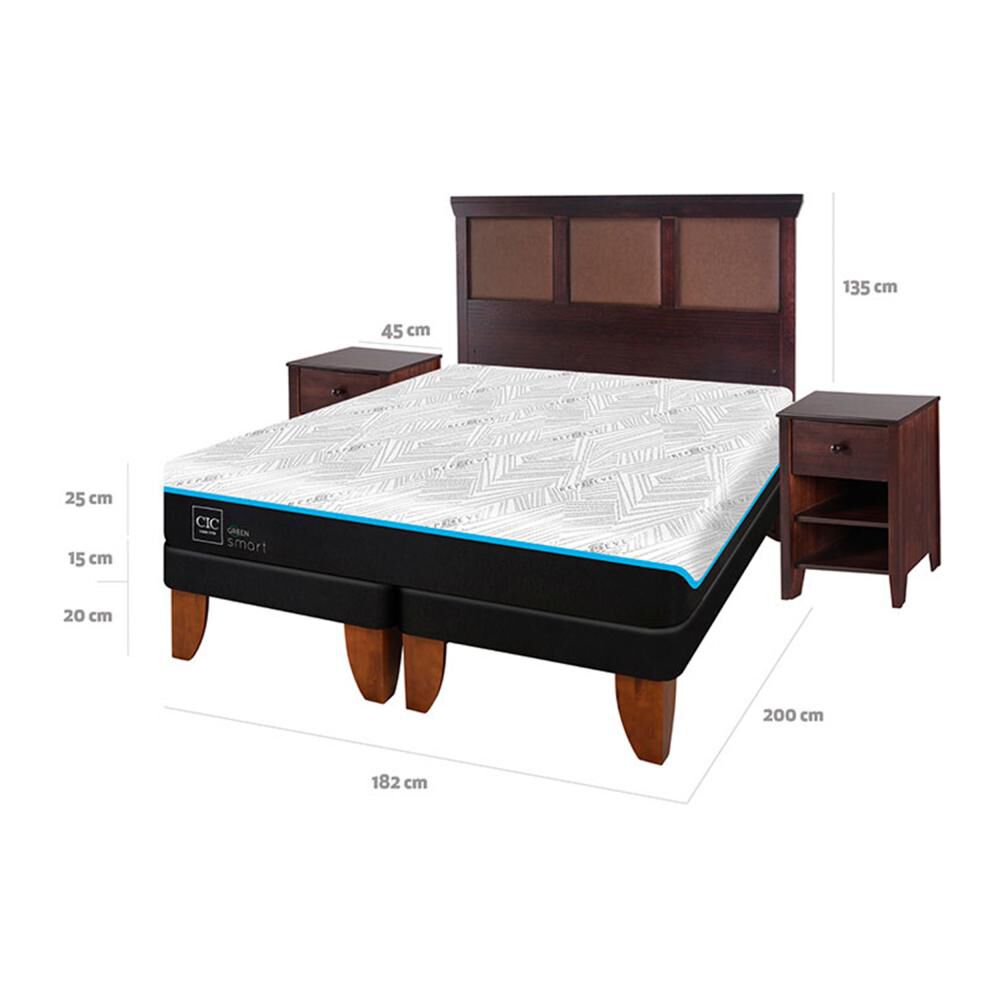 Cama Europea Cic Green Infinity / King / Base Dividida + Set De Maderas image number 6.0