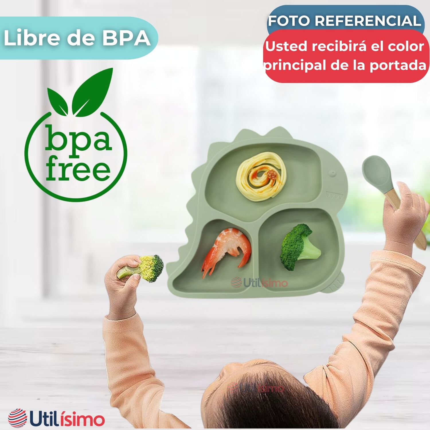 Set De Alimentaci&oacute;n Beb&eacute; Silicona De Formas 6 Piezas Libre Bpa Color Celeste image number 2.0