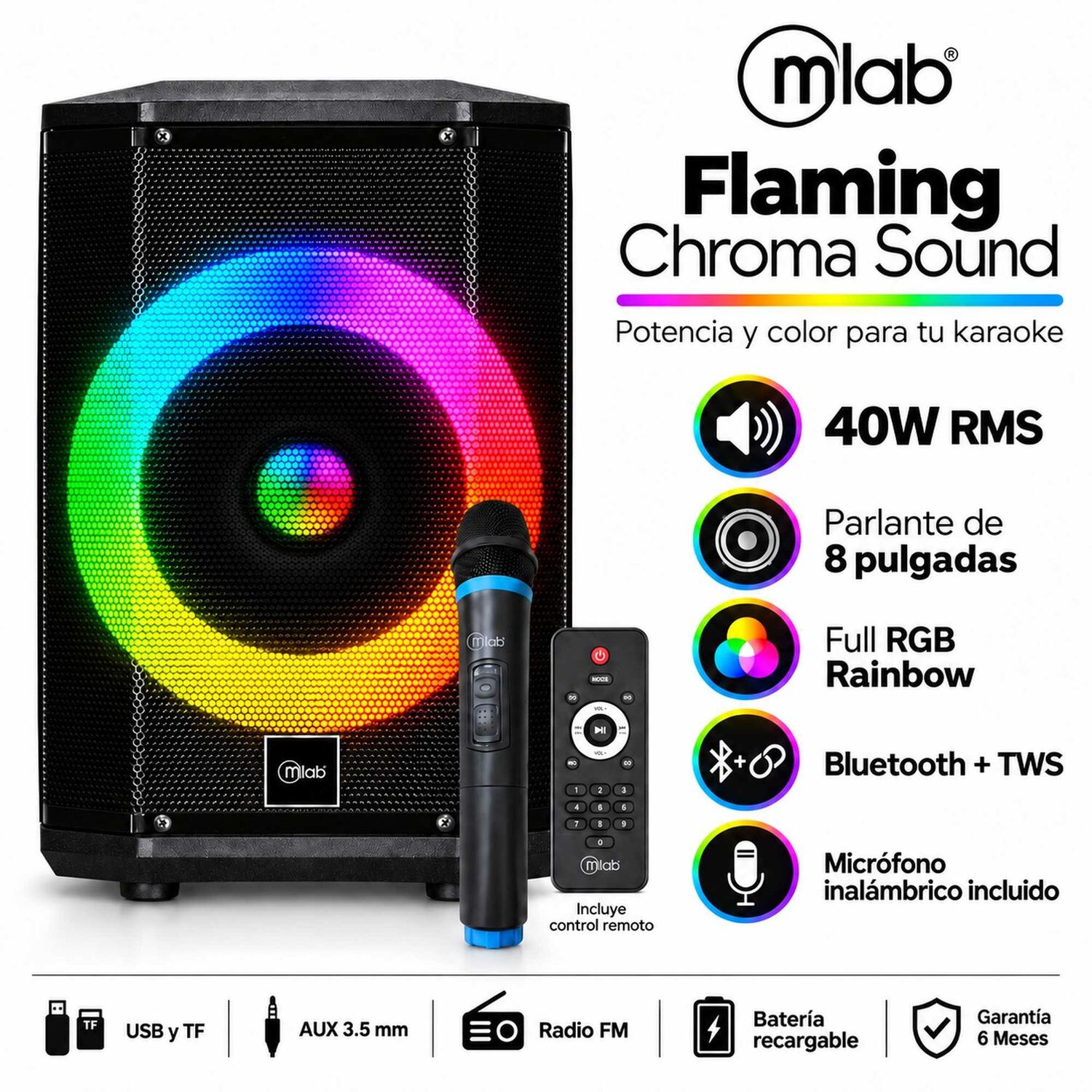 Parlante Microlab Flaming Chroma 40w Rgb Con Micr&oacute;fono image number 4.0