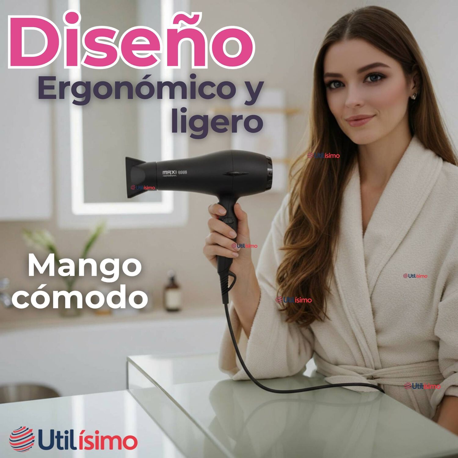 Secador De Pelo Cabello Premium Profesional 3000w Maxi-8008 Color Negro image number 4.0