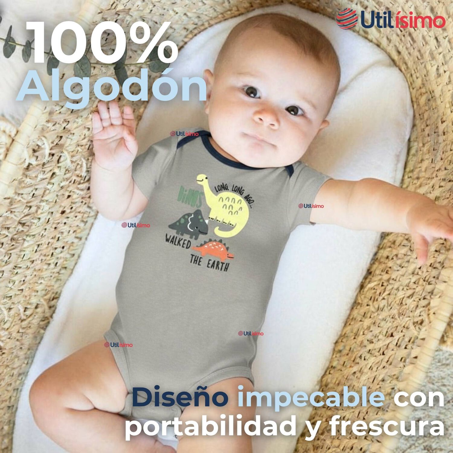 Pack 4 Bodys Ni&ntilde;o Manga Corta Tedmimak 100% Algod&oacute;n Dino Aventura image number 2.0
