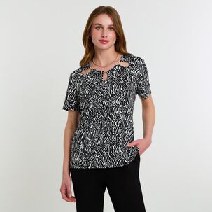 Polera Manga Corta Cuello Redondo Mujer Lesage