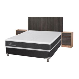 Box Spring Cic New Ortopedic B5 / 2 Plazas / Base Normal + Set de Maderas Espresso