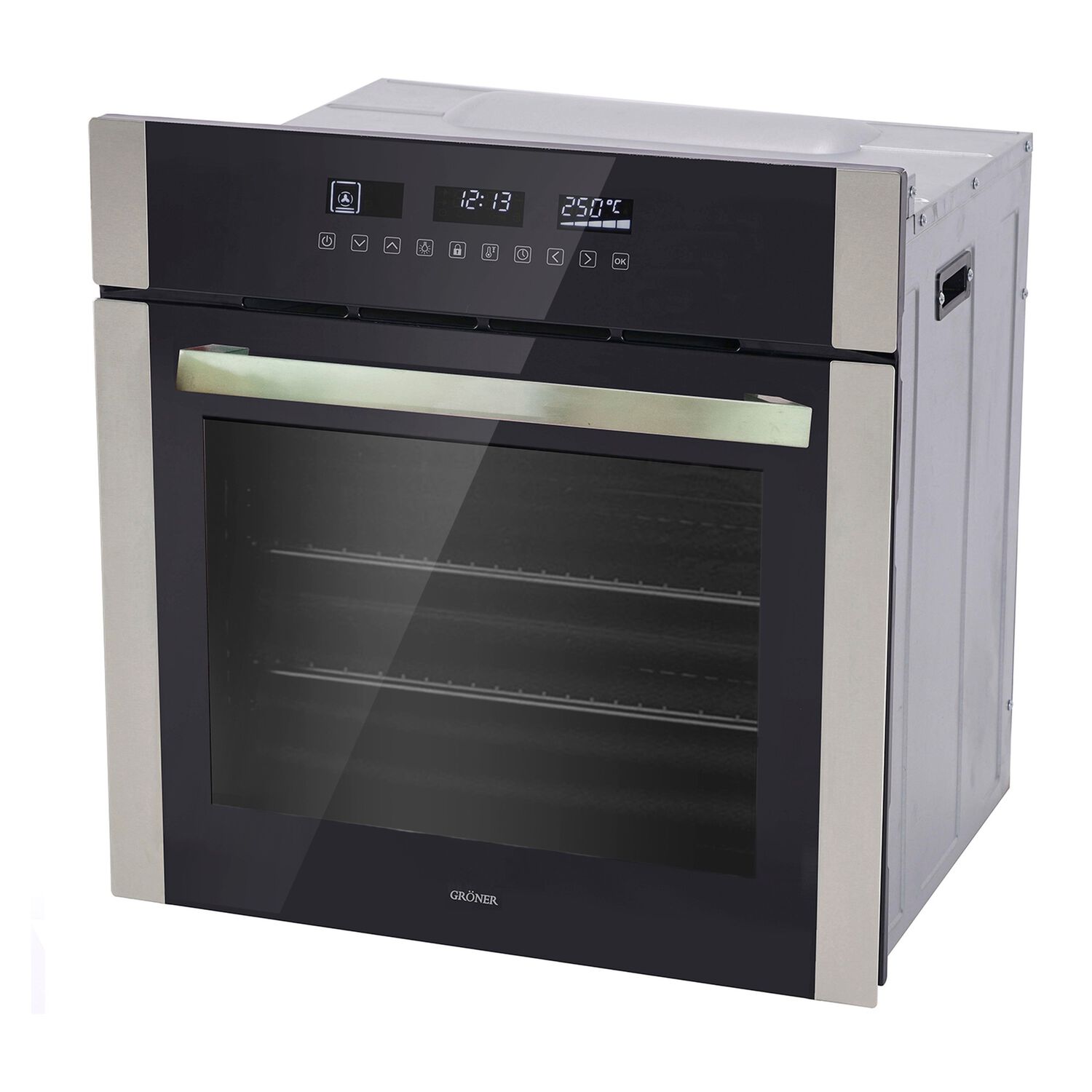 Horno El&eacute;ctrico Empotrable Gr&ouml;ner Inox Touch Triple Vidrio 10f 59l image number 1.0