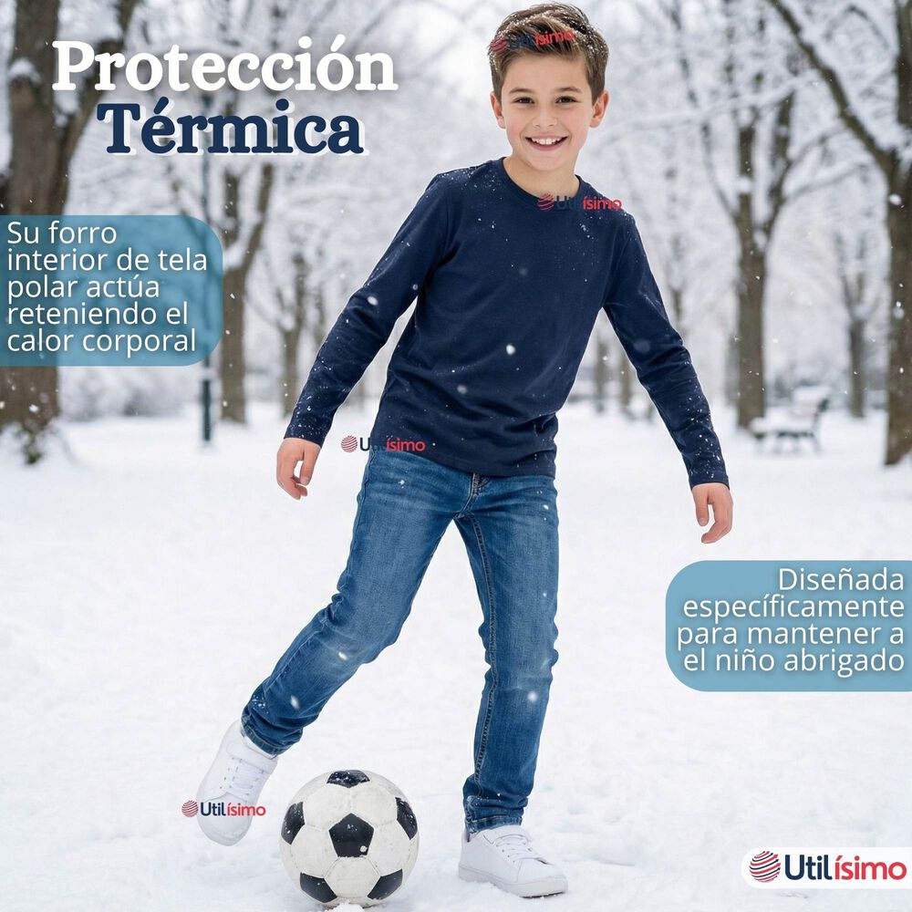 Polera Camiseta Polar Primera Capa Cuello Redondo Manga Larga Colores Surtido Ni&ntilde;o image number 4.0