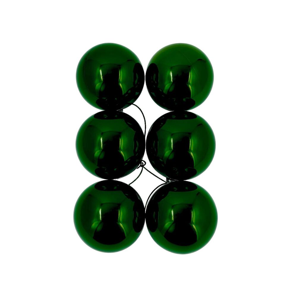 6 Esferas Navideñas Bambalinas Adorno 8cm Verde Decoracion image number 0.0