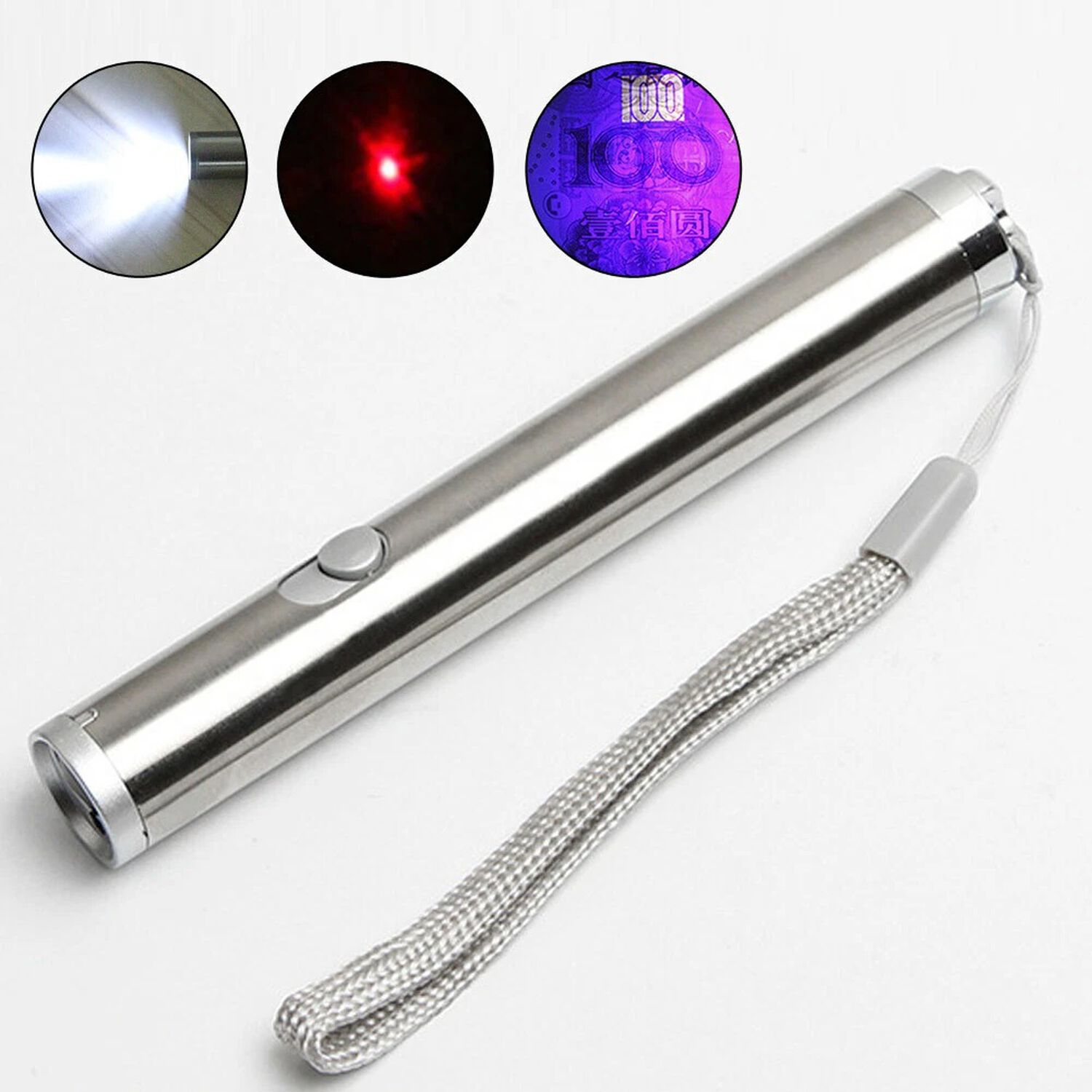 Linterna Tipo Lapiz Led 3 En 1 Aluminio Led Luz Uv Ultravioleta Pilas Aaa Inclu&iacute;das Laser image number 1.0