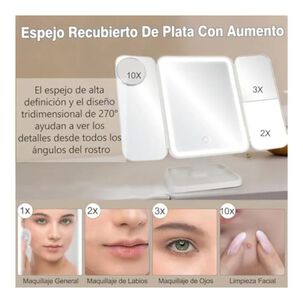 Espejo Con Luz Recargable Para Maquillaje