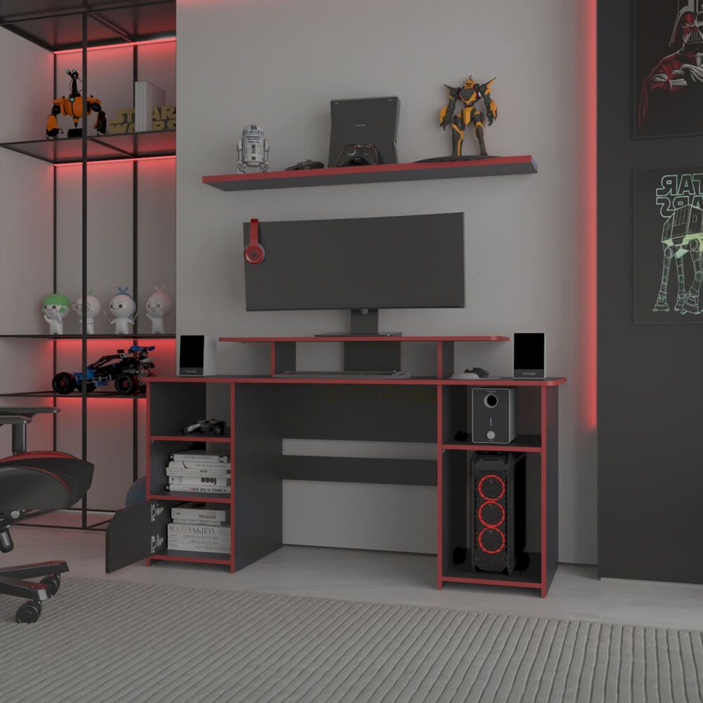 Escritorio Gamer 88,5x157,1x50 Cm Fm-045n Negro Y Rojo image number 5.0