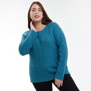 Sweater Talla Grande Liso Trenzado Cuello Redondo Mujer Sexy Large