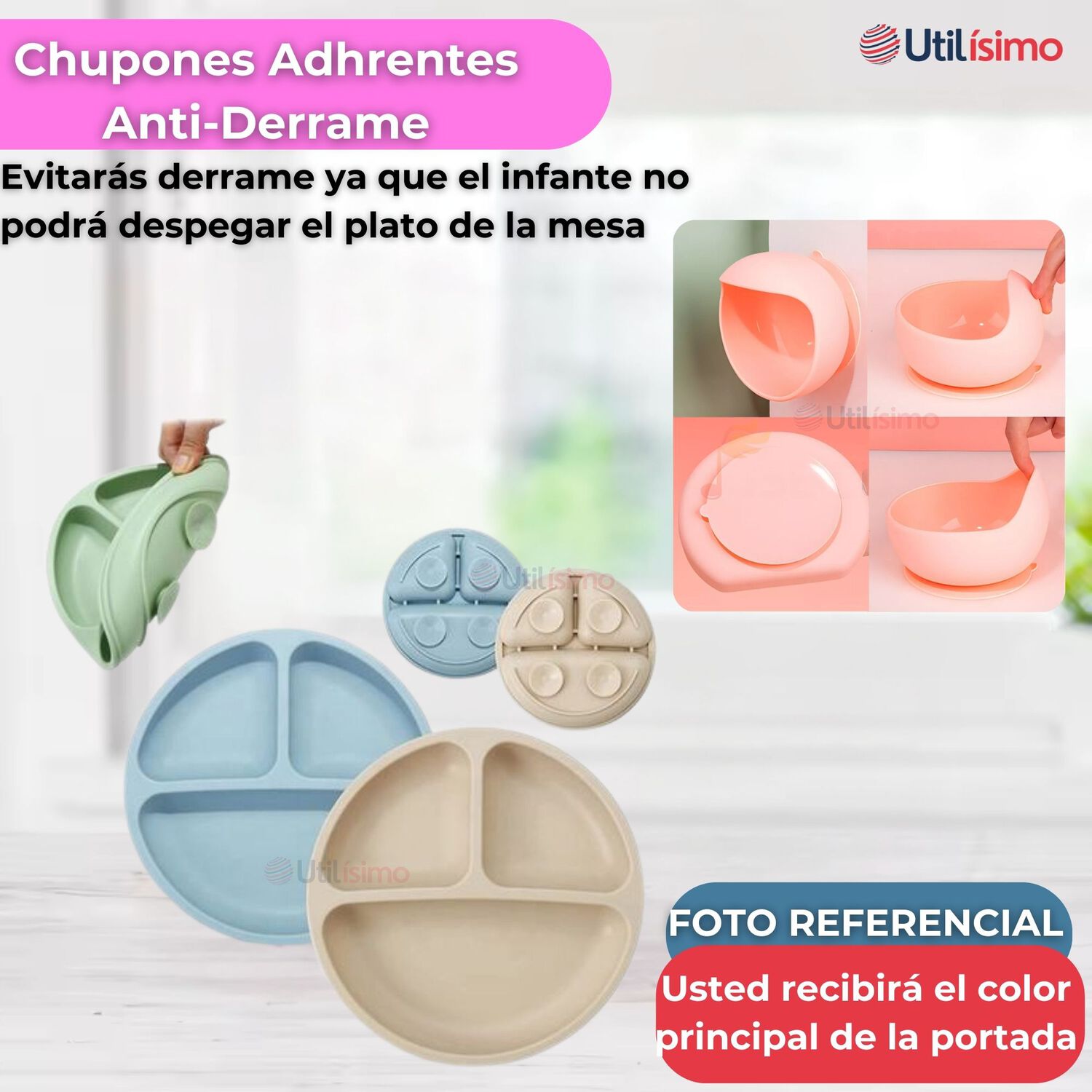 Set De Alimentaci&oacute;n Beb&eacute; Silicona De Formas 6 Piezas Libre Bpa Rosa Claro image number 8.0