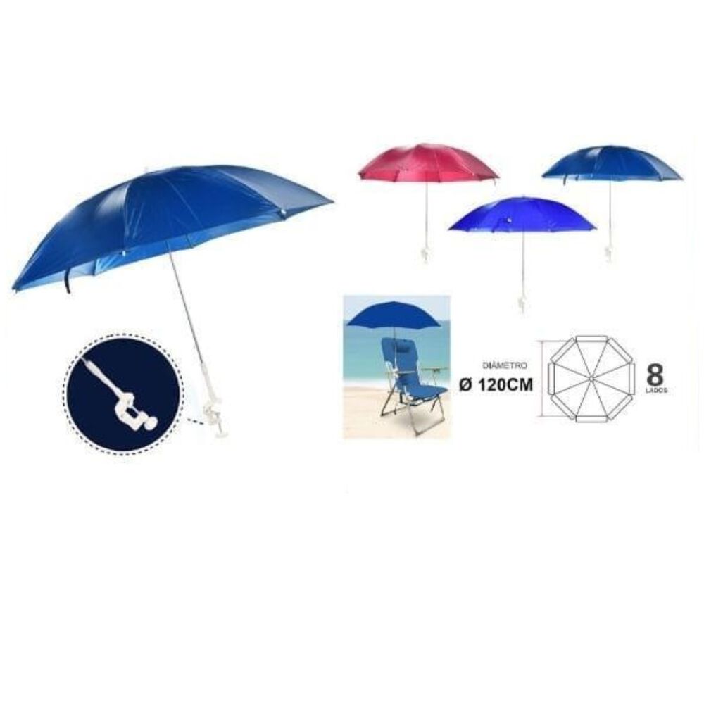 Sombrilla Reclinable 1.70 Mts Diametro Playa Camping Diseño Rayas Colores Variados image number 0.0