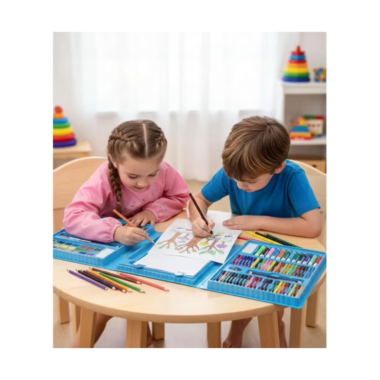 Set 208 Lapices Para Colorear Con Maleta Azul Infantil image number 2.0