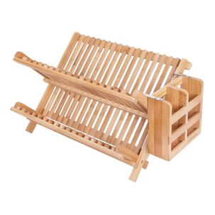 Escurridor De Platos Bambú Ecológico Plegable Y Funcional