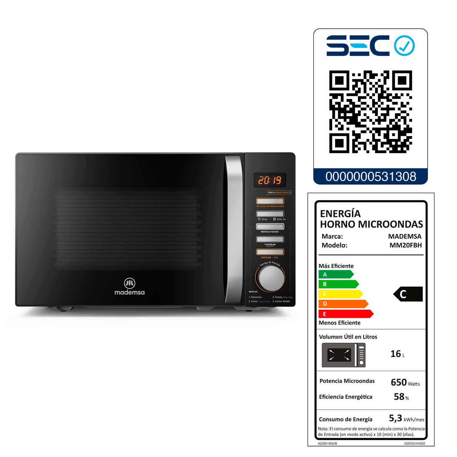 Microondas Mademsa MM20FBH / 20 Litros / 650W image number 7.0