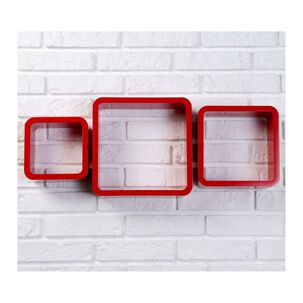 Set 3 Estantes Repisas Flotantes Cuadradas Modernas Rojo