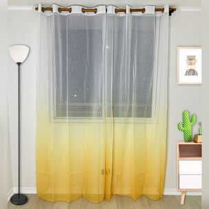 Pack De Visillos En Degrade Tela Tipo Velo Medida 140cm X 230cm Color Amarillo