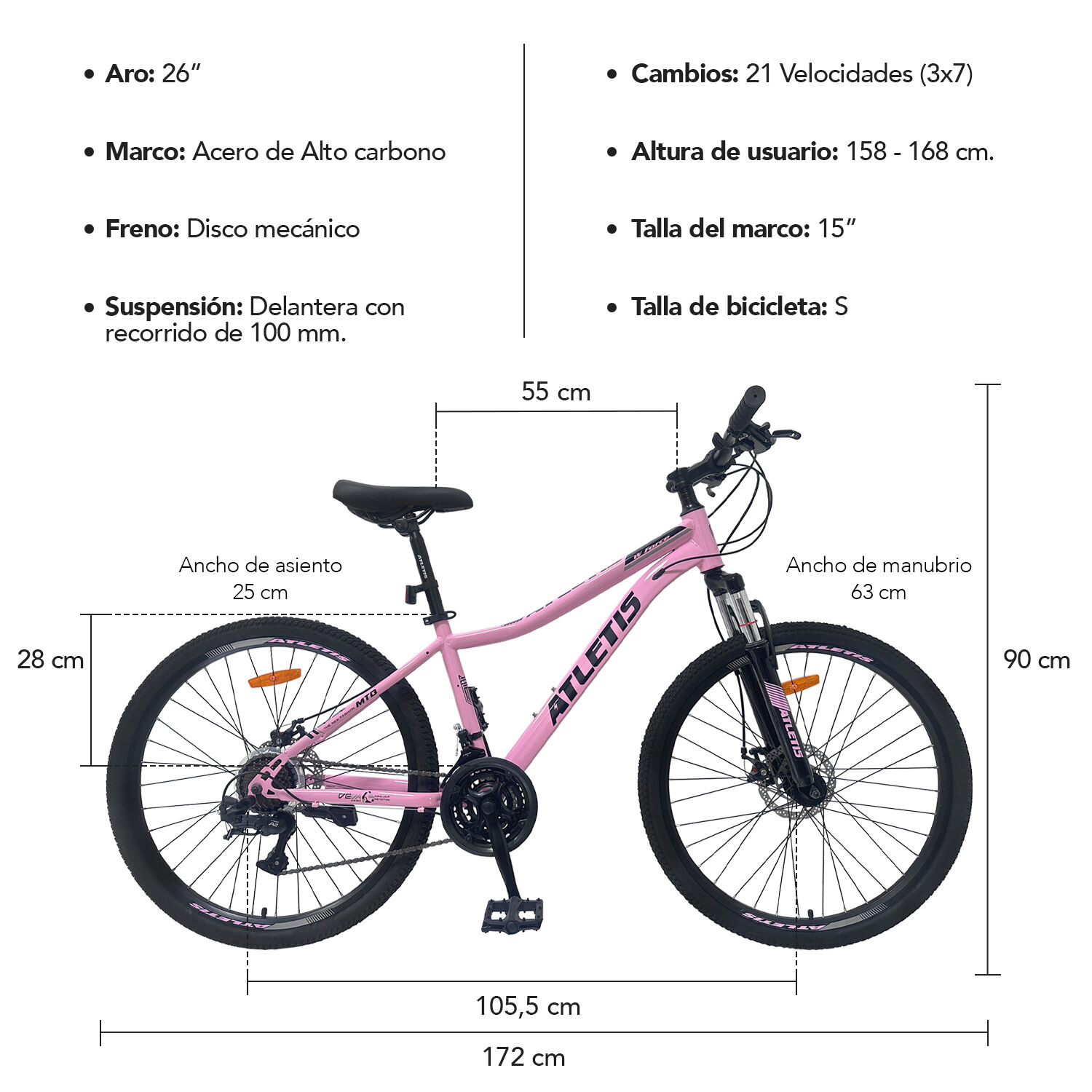 Bicicleta Mountain Bike W Force 26" Mujer Rosa image number 7.0