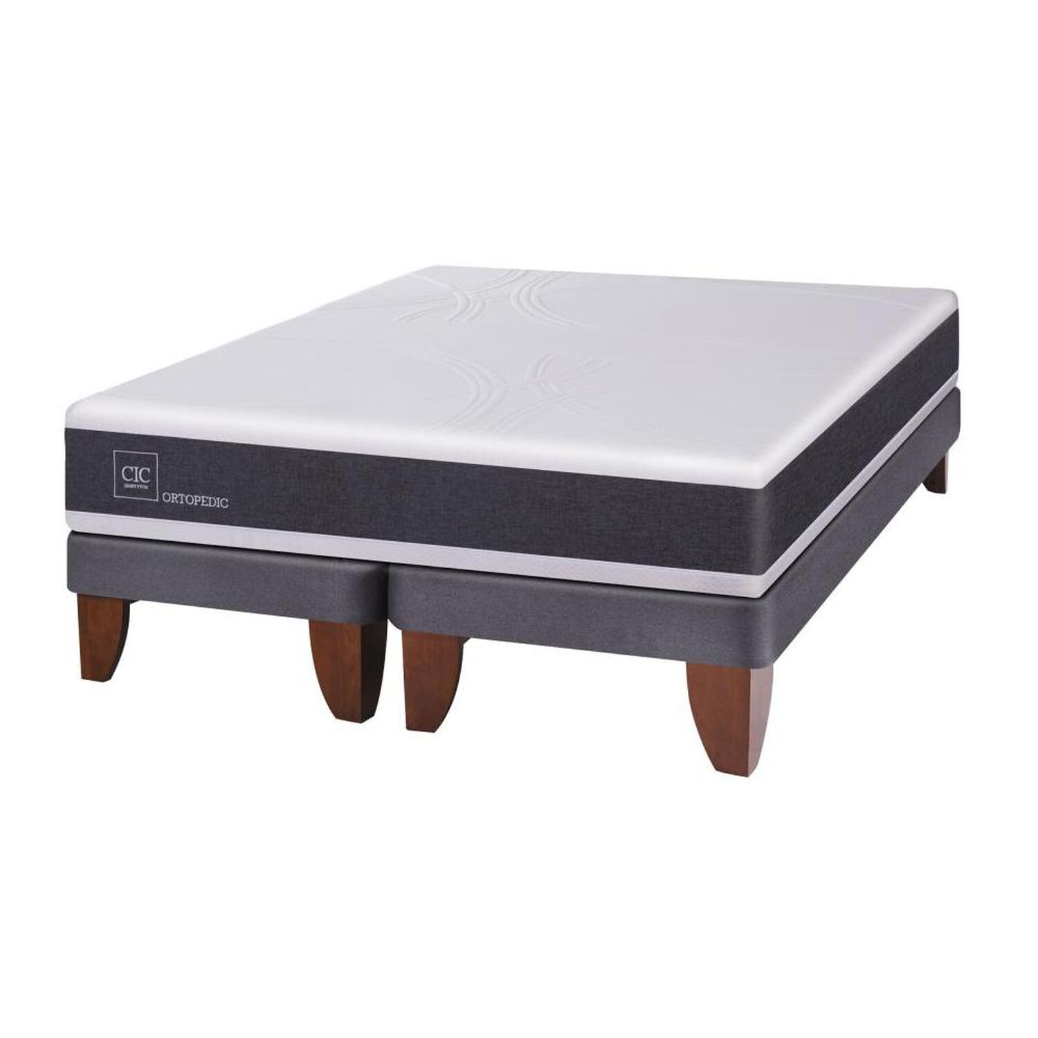 Cama Europea Cic New Ortopedic / 2 Plazas / Base Dividida + Set de Maderas Madrid image number 2.0