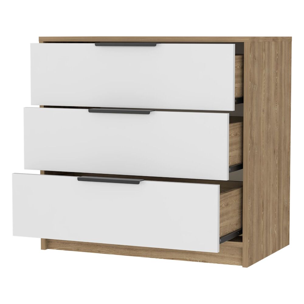 Comoda 3 Cajones Fm-001o - Cafe Oscuro Y Blanco image number 3.0