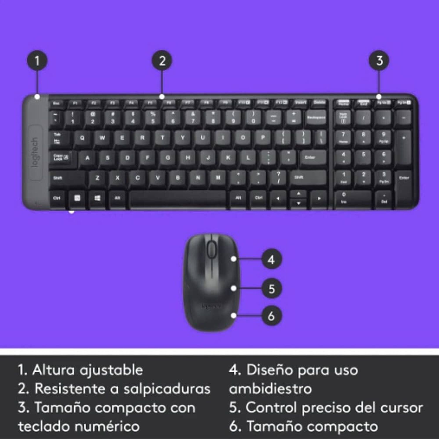 Kit De Teclado Y Mouse Inal&aacute;mbrico Espa&ntilde;ol Latinoam&eacute;rica image number 4.0