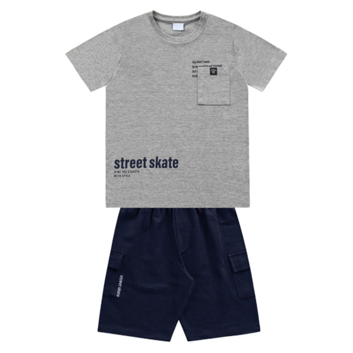 Conjunto Polera Gris Y Short Skate Algod&oacute;n image number 0.0