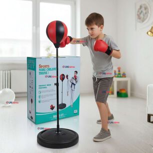 Set De Boxeo Punching Ball Altura Ajustable Con Guantes Y Bomba Para Ni&ntilde;os