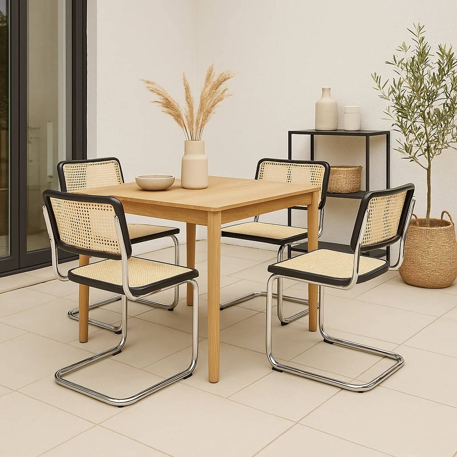 Silla Breuer Madera Y Rattan - Negra image number 2.0