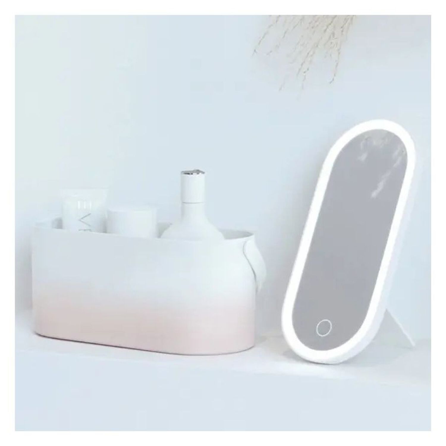 Organizador Cosm&eacute;ticos Port&aacute;til 3 En 1 Espejo Led Maquillaje image number 2.0