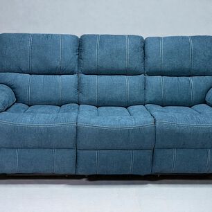 Sofa Reclinable Electrico Relaxline 3 Cuerpos Azul/usb