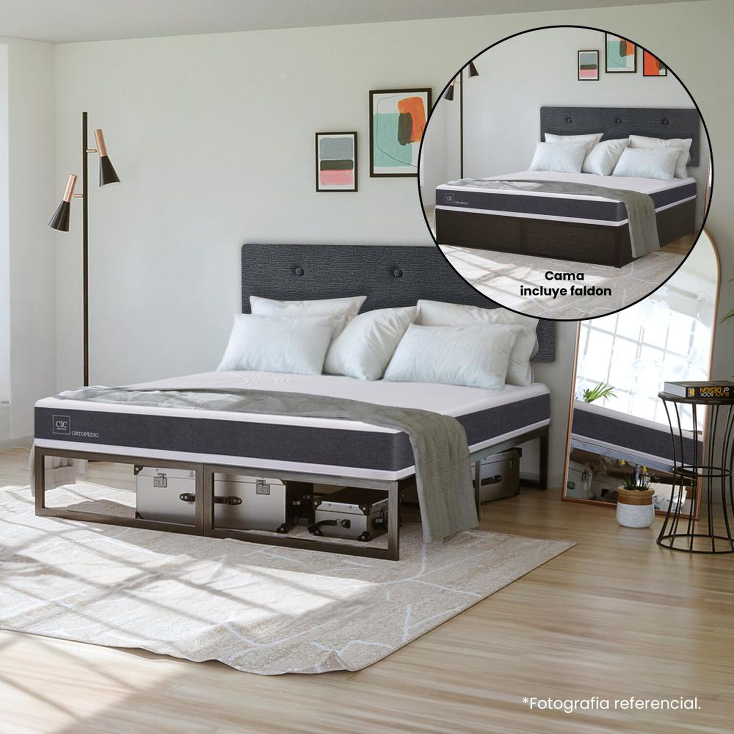 Cama Met&aacute;lica Cic Iron Smart Ortopedic / 2 Plazas / Base Normal image number 8.0