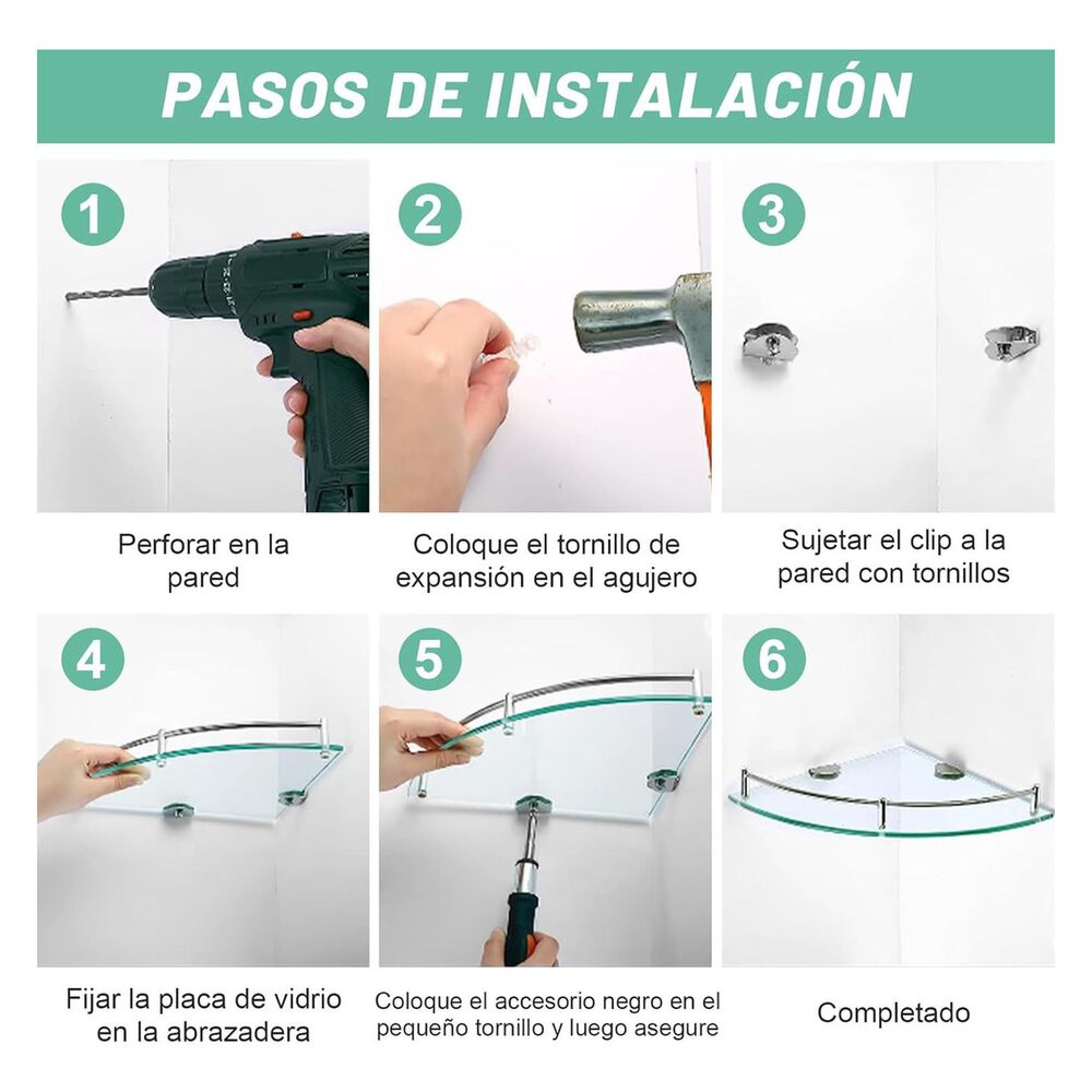 Pack 4 Estantes Esquinero Vidrio Organizador Ducha Moderno image number 2.0