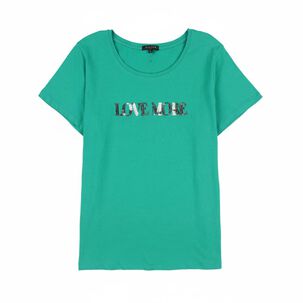 Polera Print Delantero Fozalizado Manga Corta Cuello Redondo Mujer Kimera