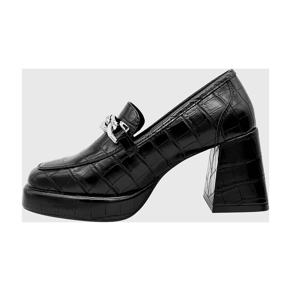 Zapato Para Mujer Con Taco Y Cadena Negro image number 1.0