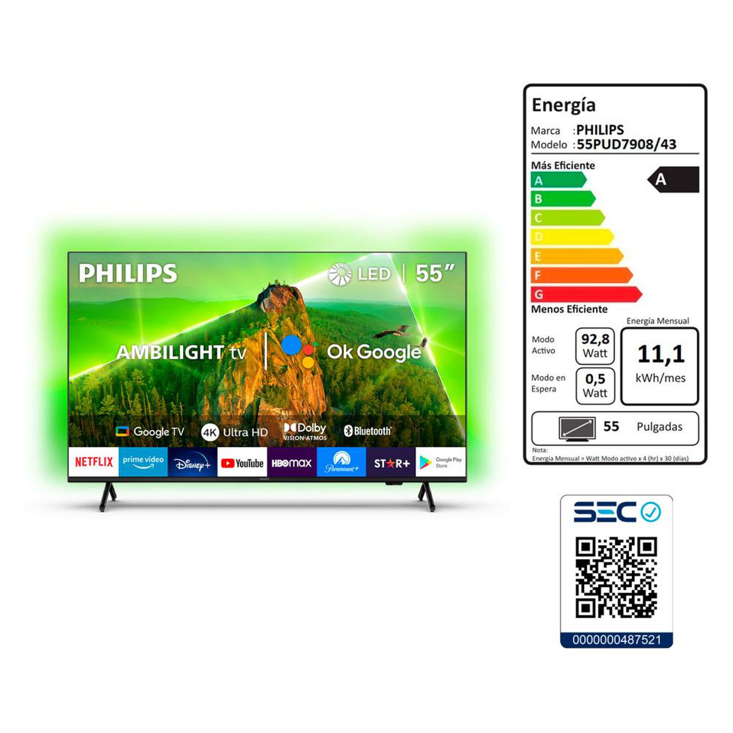 Led 55" Philips 55PUD7908 / Ultra HD 4K / Smart TV Ambilight image number 10.0