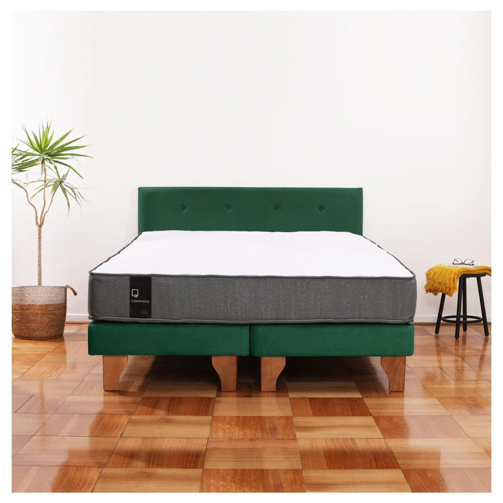 Cama Europea Zen Best Tela Velvet Verde 2 Plazas + Respaldo image number 0.0