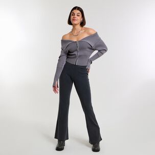 Sweater Full Cierre Manga Larga Cuello Camisero Mujer Rolly Go