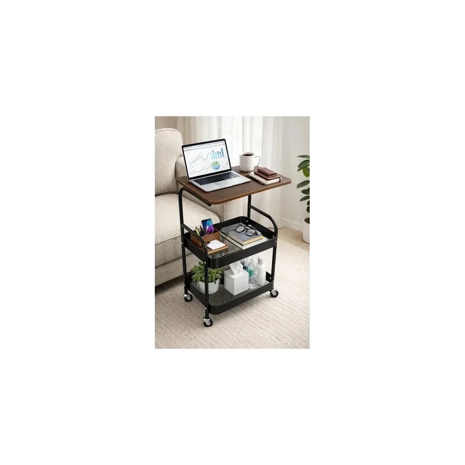 Carro Organizador 3 Niveles Con Ruedas Living Cocina Dorm Caf&eacute; Con Negro image number 0.0
