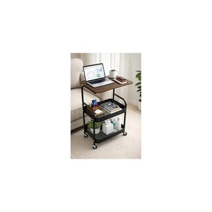 Carro Organizador 3 Niveles Con Ruedas Living Cocina Dorm Caf&eacute; Con Negro