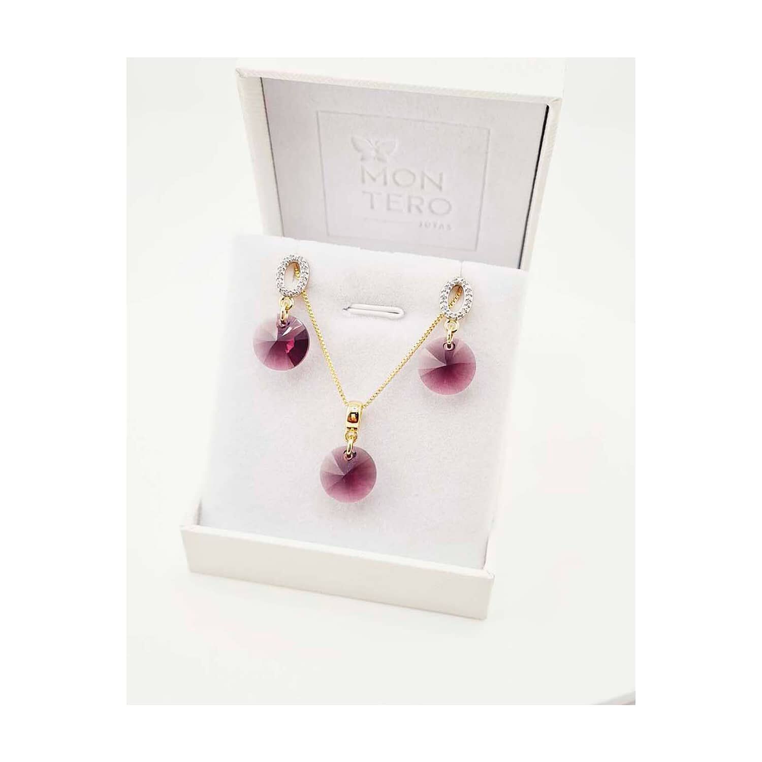 Conjunto Madrid Gold Cristales Genuinos Amethyst image number 4.0