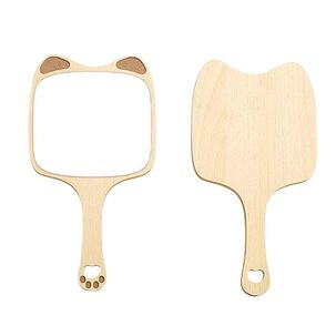 Espejo De Mano Multifuncional En Madera Estilo Gatito
