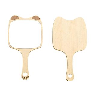 Espejo De Mano Multifuncional En Madera Estilo Gatito
