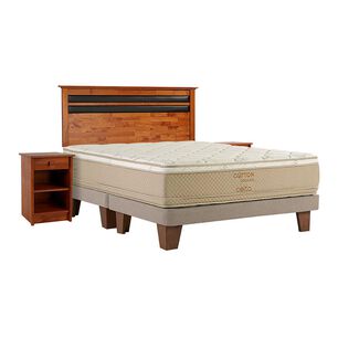 Cama Europea Celta Cotton Organic / 2 Plazas / Base Dividida + Set De Maderas