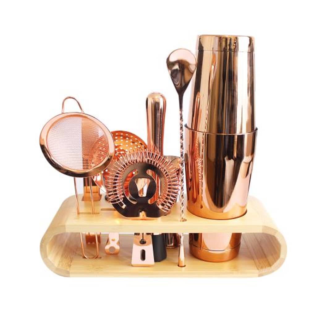 Coctelera Set De Bar Barman Cobre Base Bamboo 10 Piezas image number 2.0