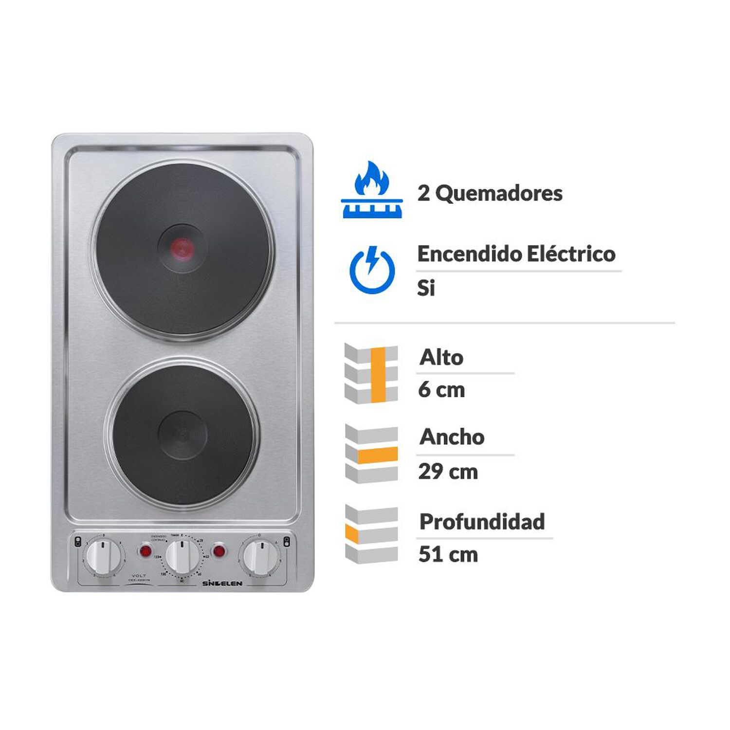 Encimera El&eacute;ctrica Sindelen CEE-4251IN / 2 Quemadores image number 1.0