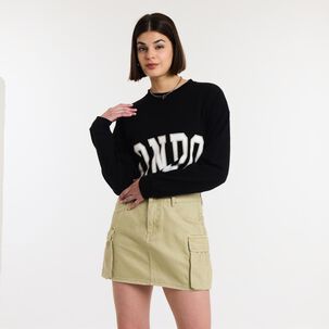 Polerón Crop Top Manga Larga Cuello Redondo Mujer Rolly Go