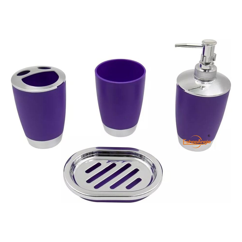 Set Accesorios Baño 4 Piezas Vaso Jabón Morado image number 0.0